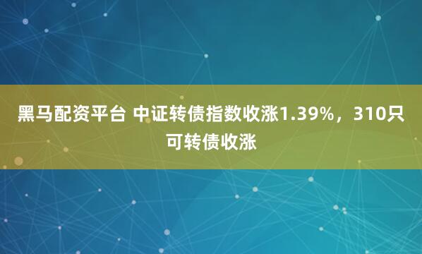 黑马配资平台 中证转债指数收涨1.39%，310只可转债收涨